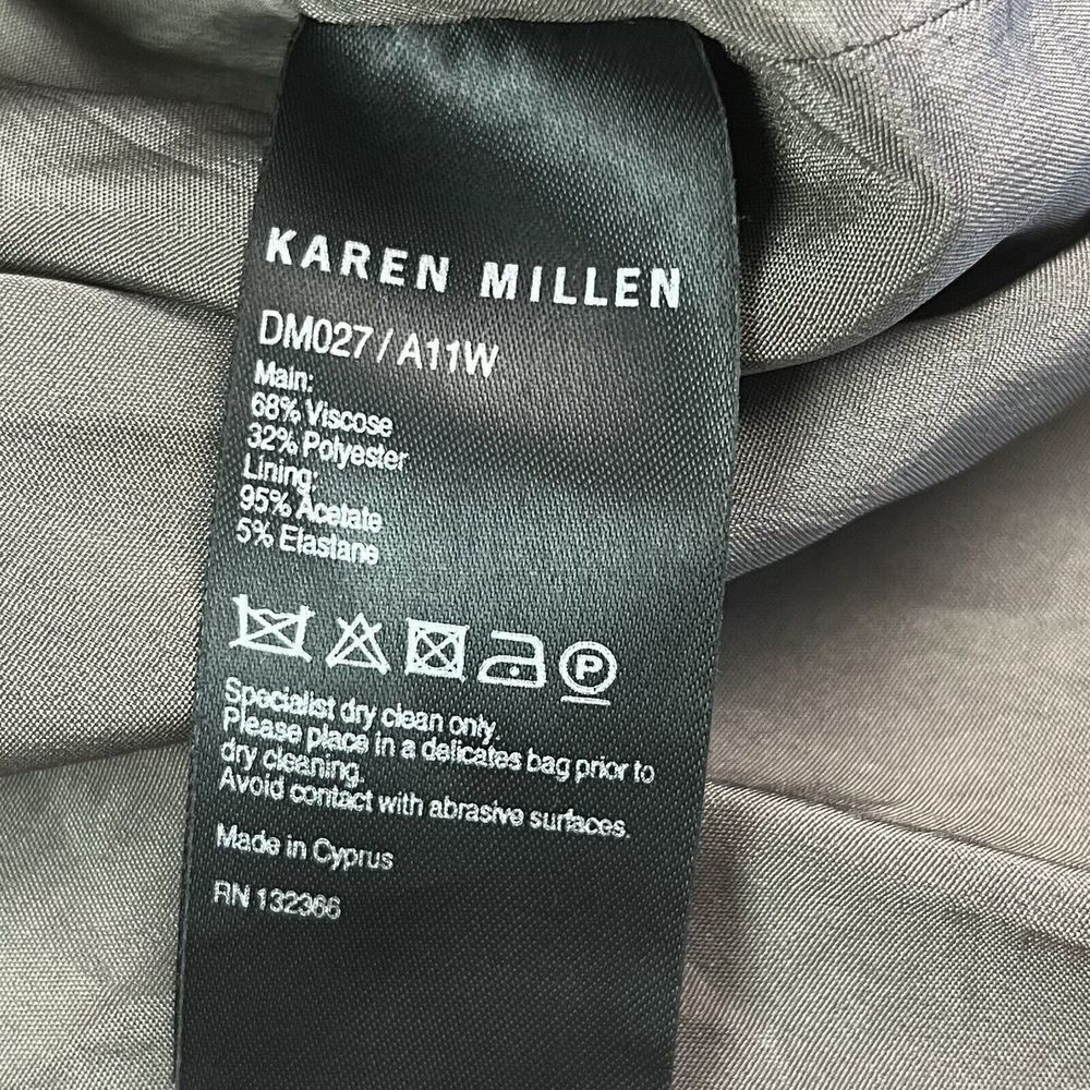 Karen Millen Taupe Brown Cap Sleeve Sheath Dress Size 8 EU 40 Faux Wrap - Picture 10 of 10